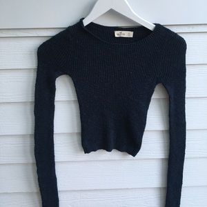 Navy Blue Cropped Sweater